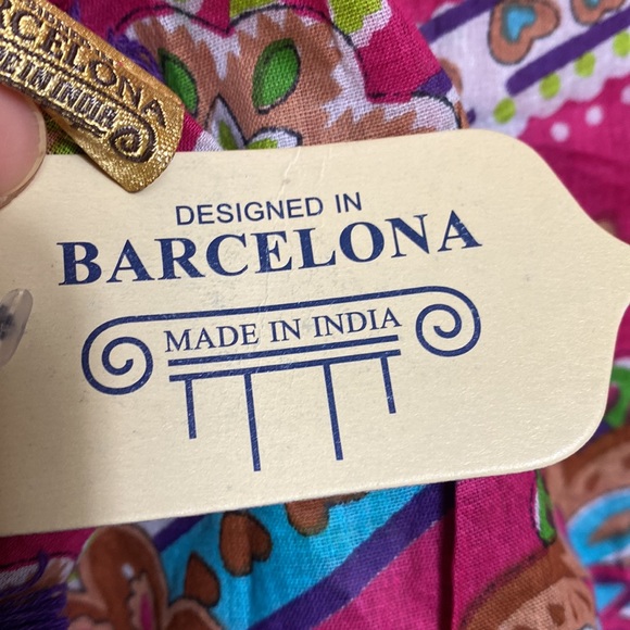 Barcelona Pink Colorful Floral Tassel Scarf - Picture 7 of 10